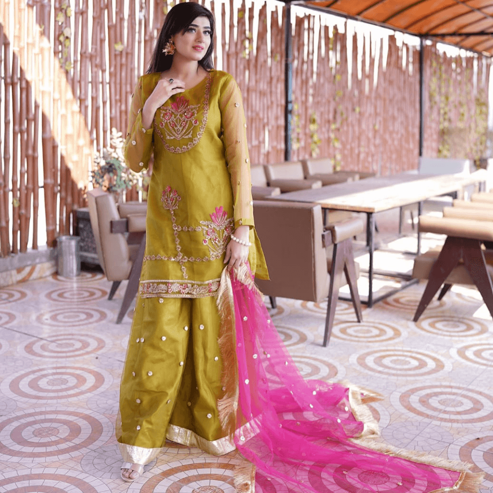 Mehndi Sharara 🌿 3-Piece - Virsa