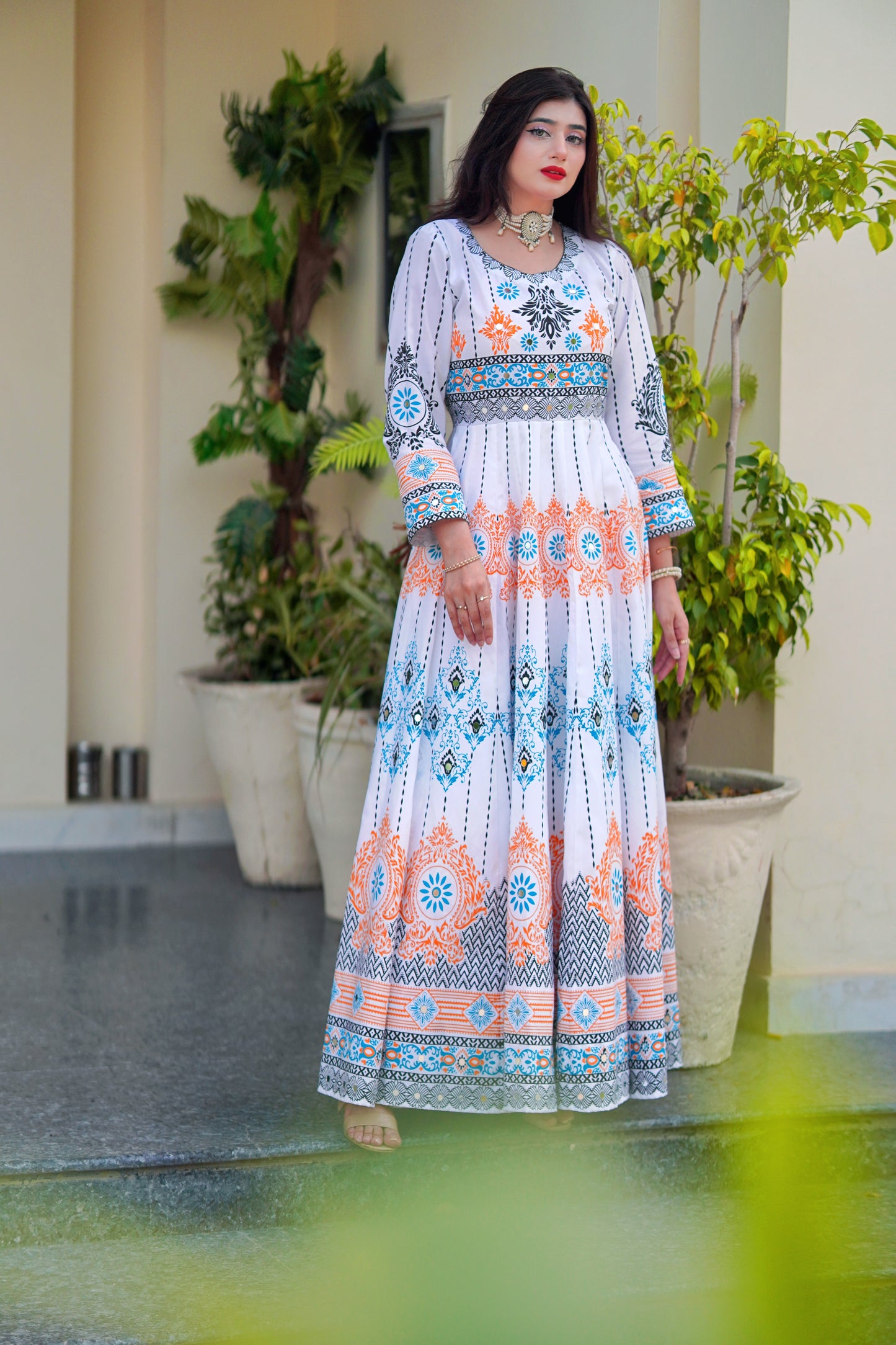 "GUL NAAZ MAXI IN WHITE"