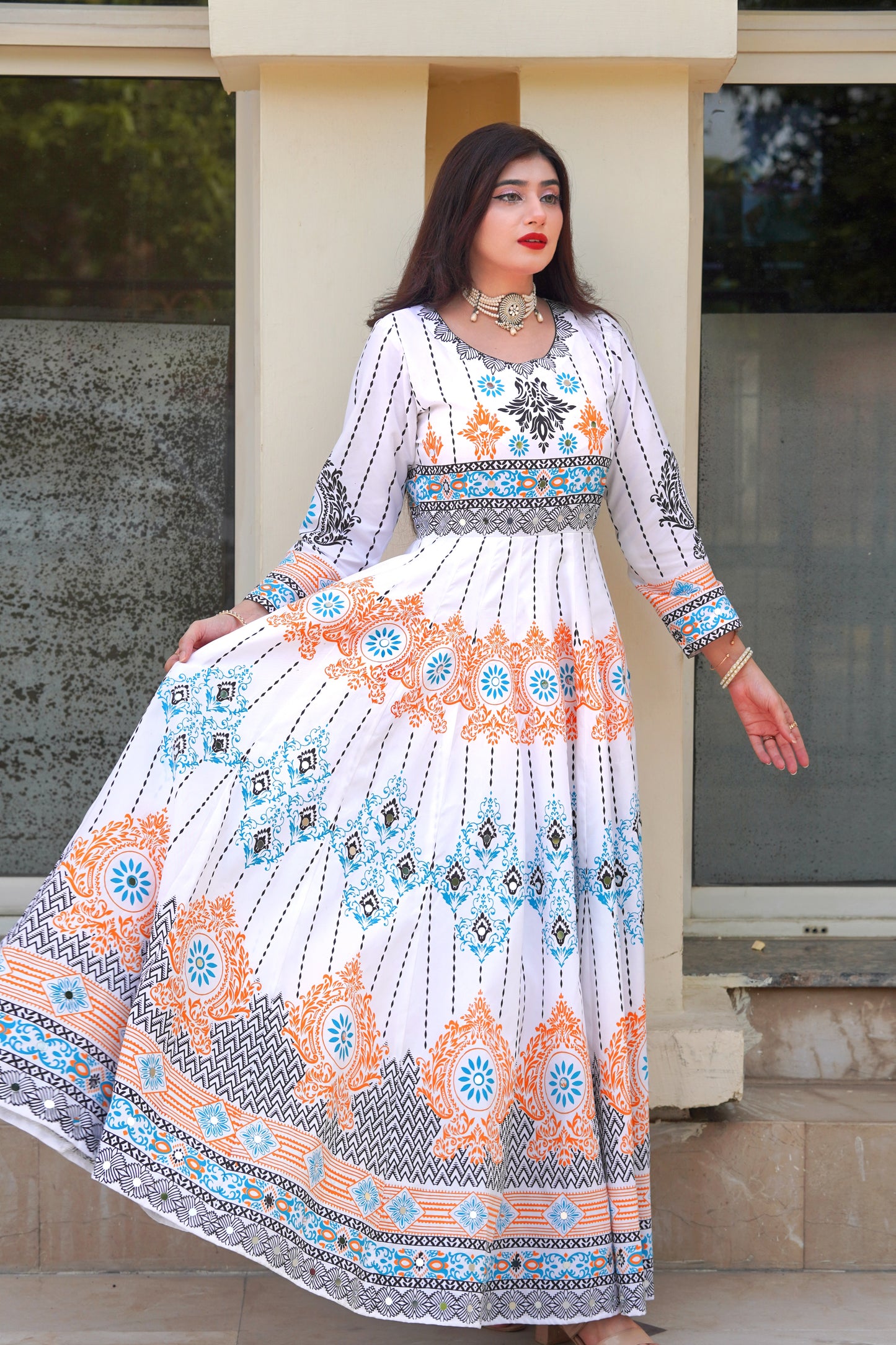 "GUL NAAZ MAXI IN WHITE"