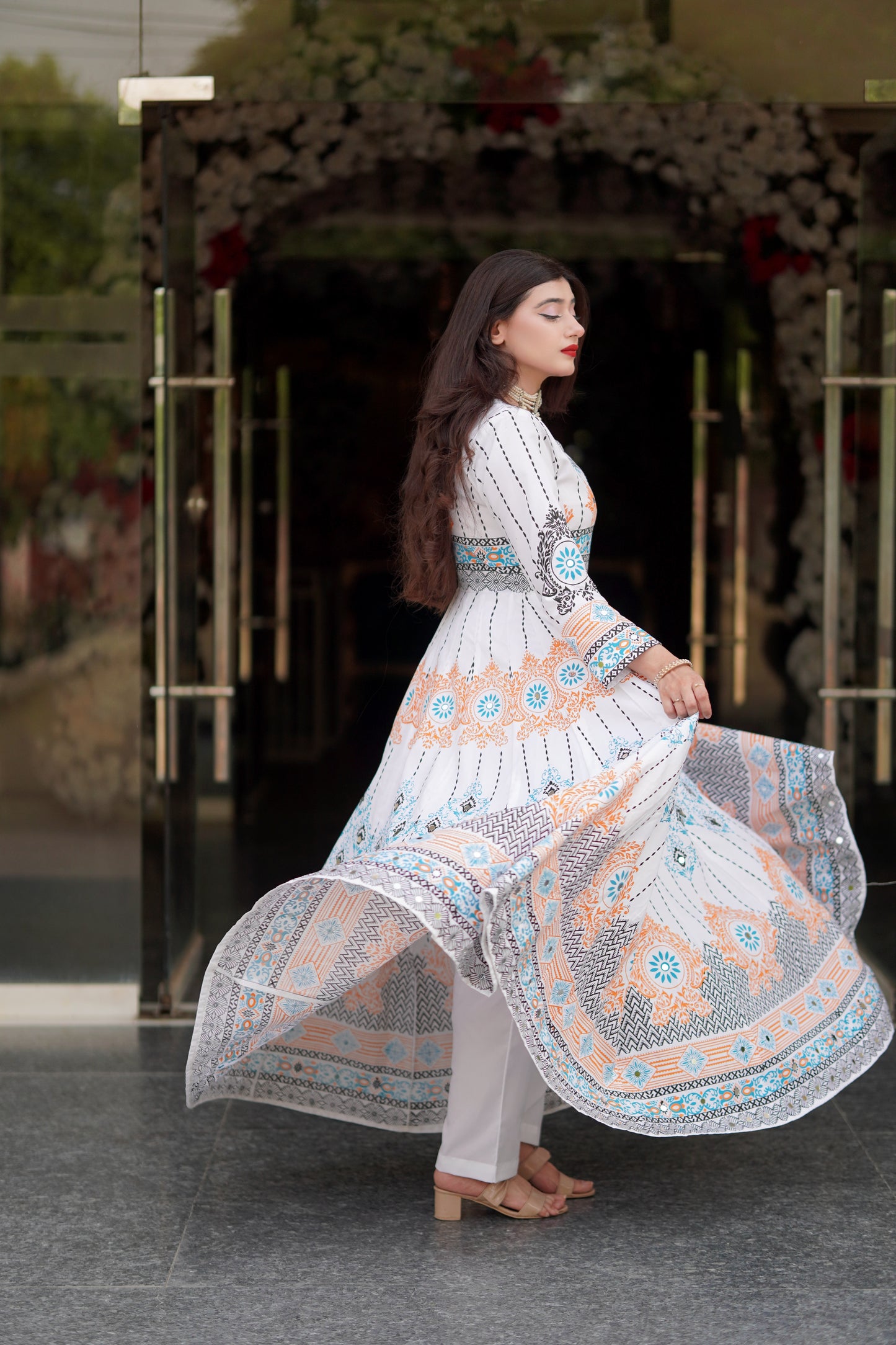"GUL NAAZ MAXI IN WHITE"
