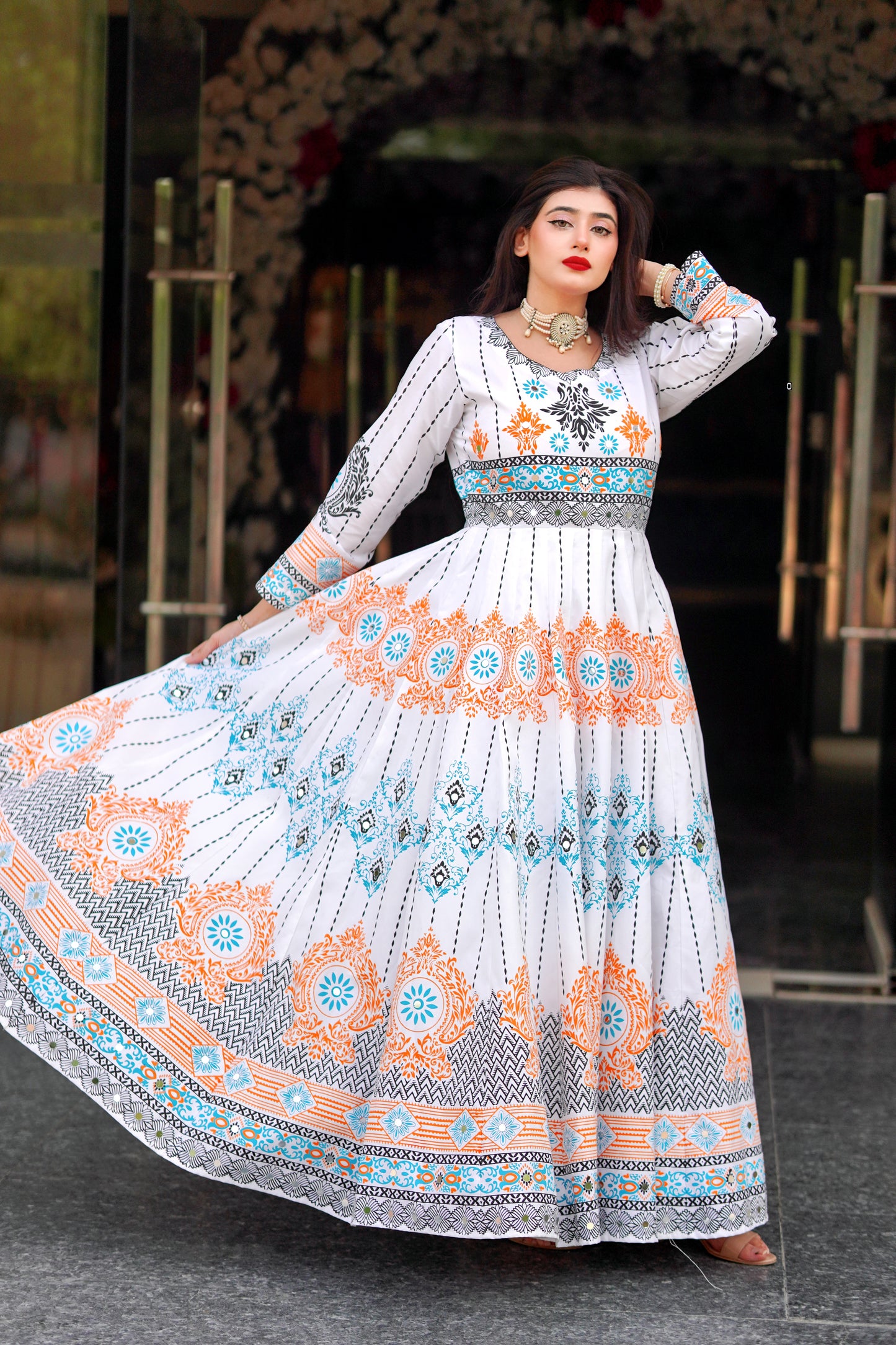 "GUL NAAZ MAXI IN WHITE"
