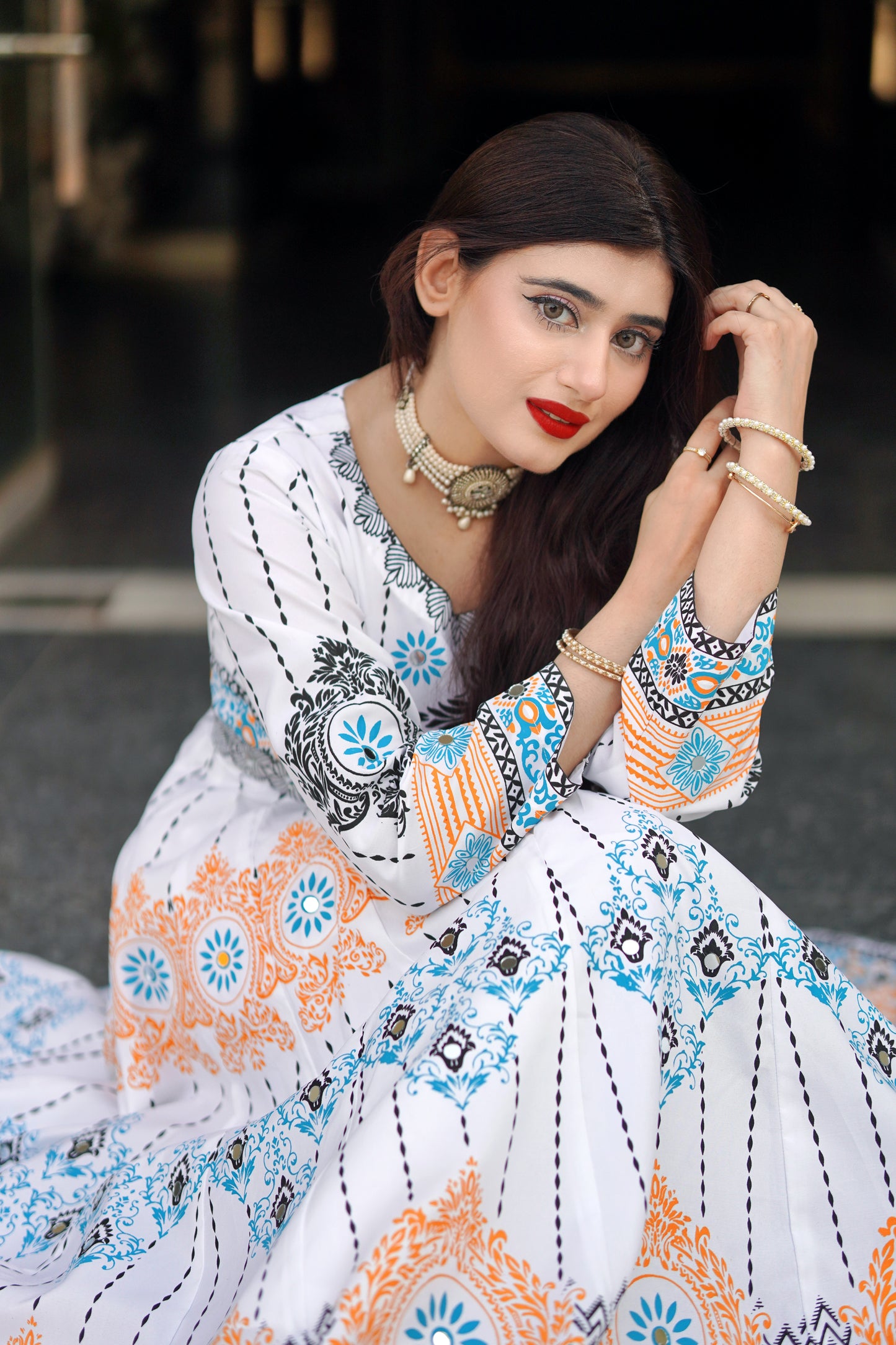 "GUL NAAZ MAXI IN WHITE"