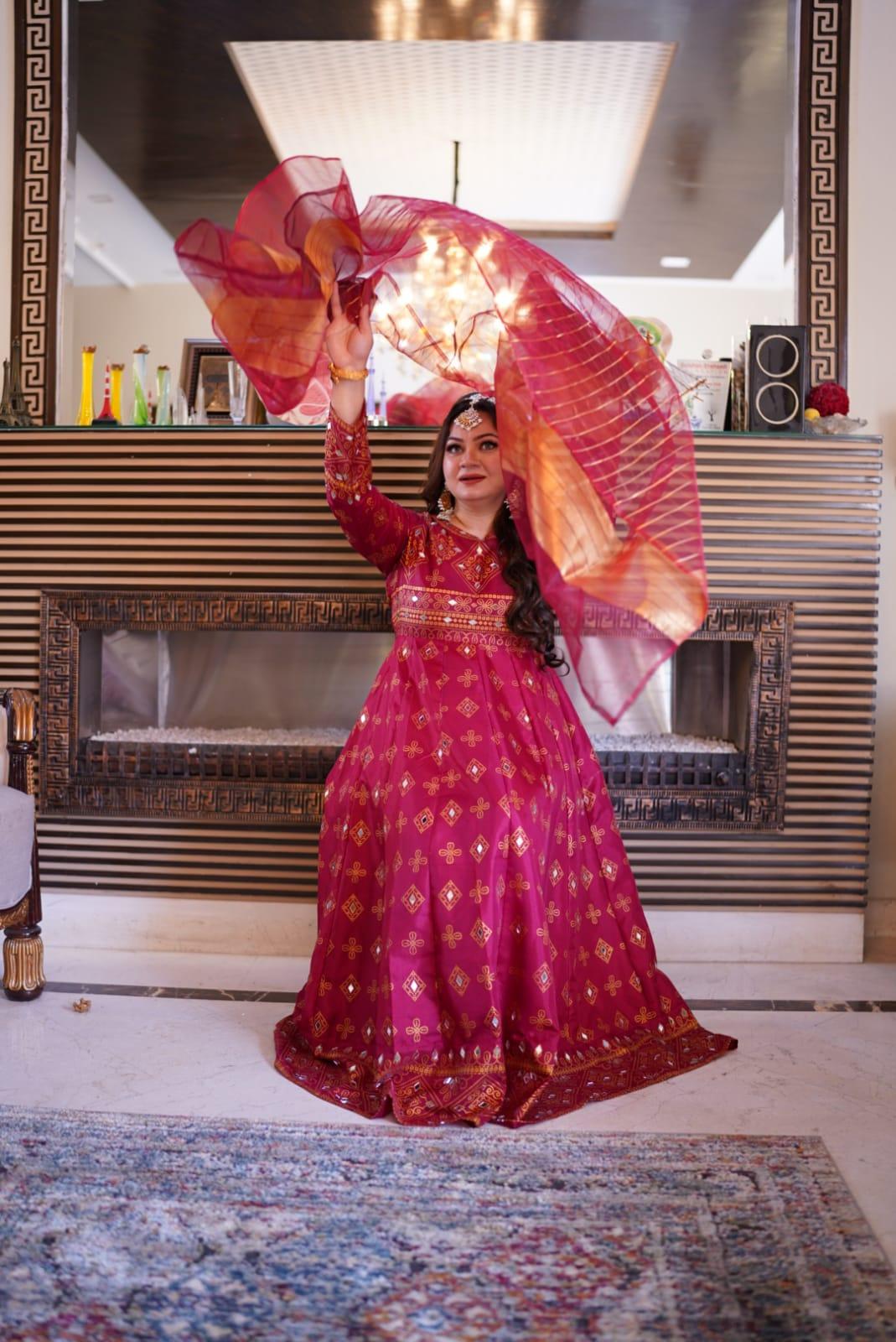 Maroon Sheesh Mahal Maxi A Regal Ensemble Fit for Royalty! 👗 - Virsa