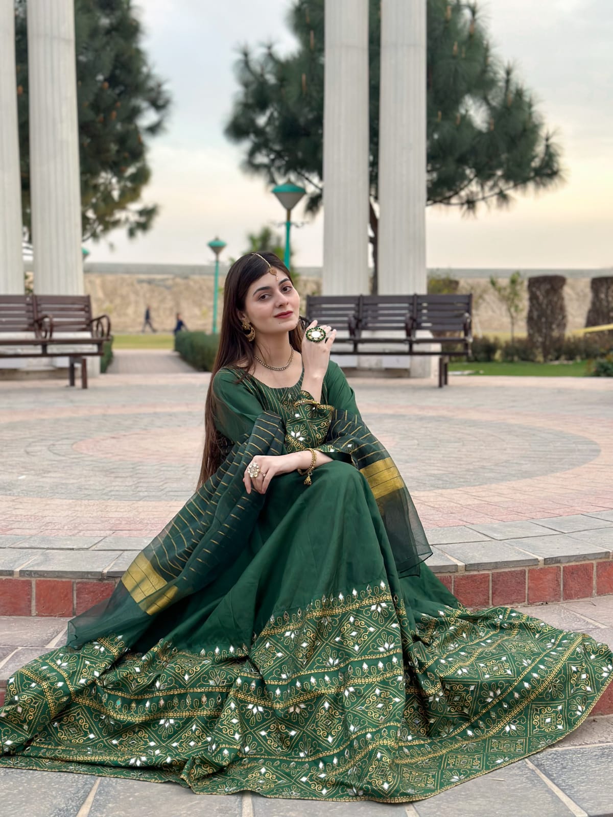 Green Gul-e-Rana Design Maxi 3pc