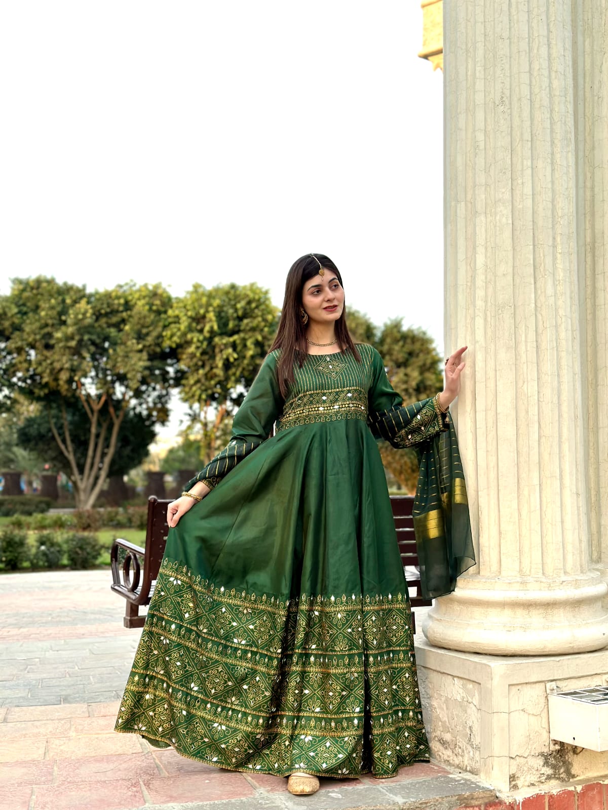 Green Gul-e-Rana Design Maxi 3pc