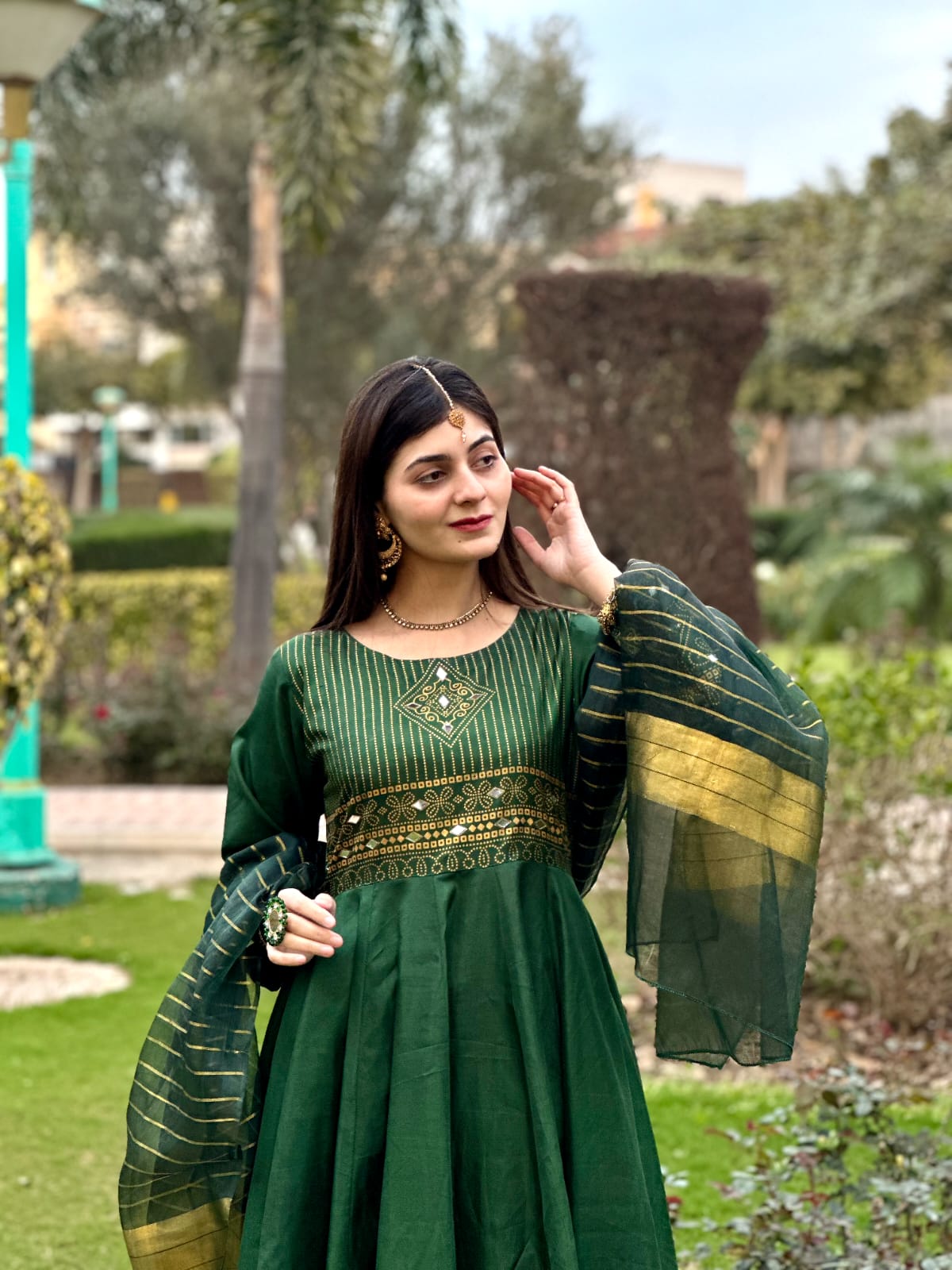 Green Gul-e-Rana Design Maxi 3pc
