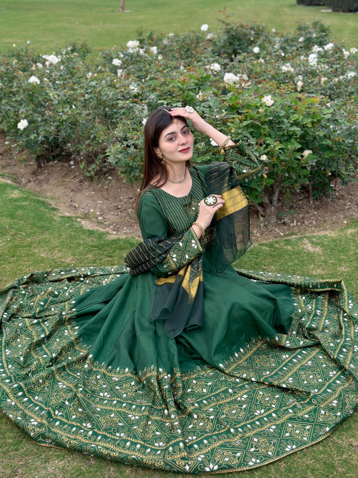 Green Gul-e-Rana Design Maxi 3pc