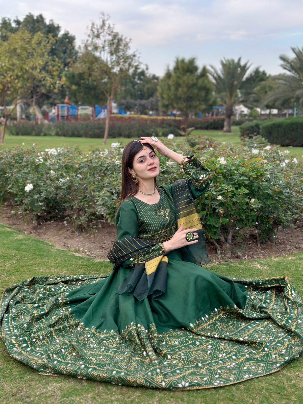 Green Gul-e-Rana Design Maxi 3pc