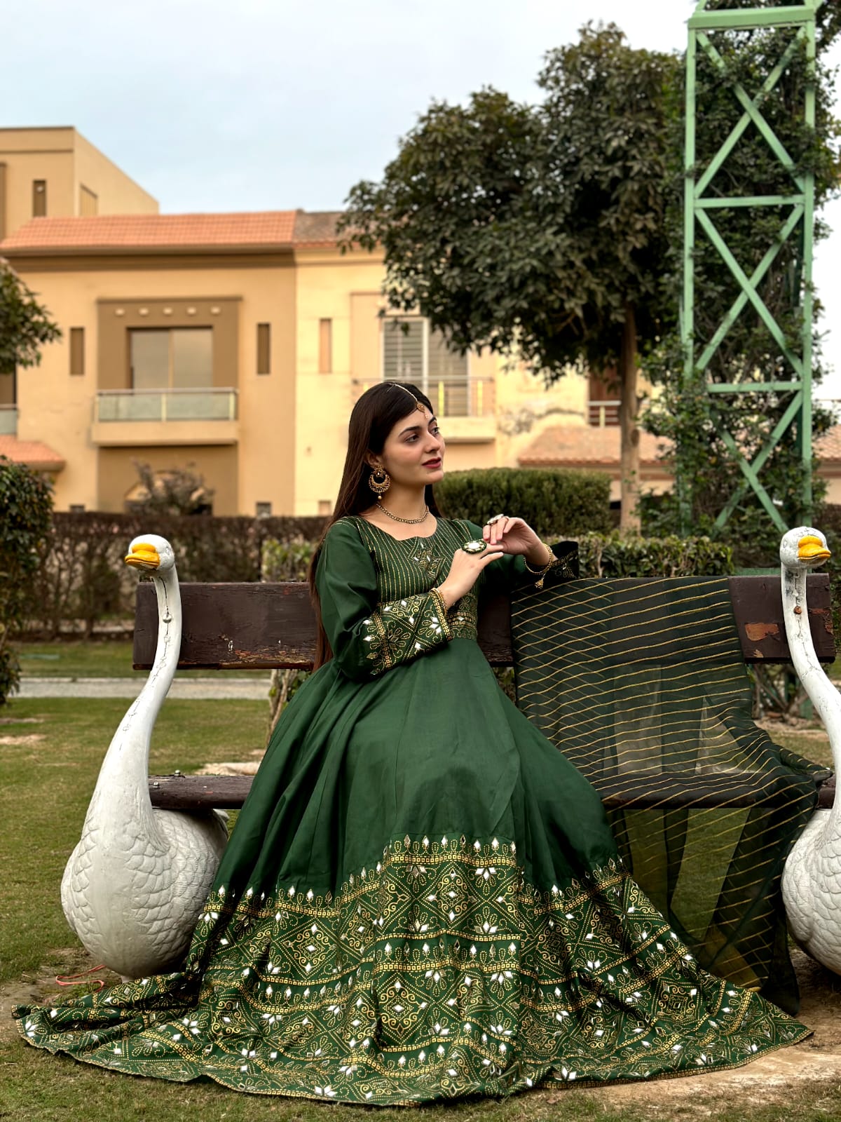 Green Gul-e-Rana Design Maxi 3pc