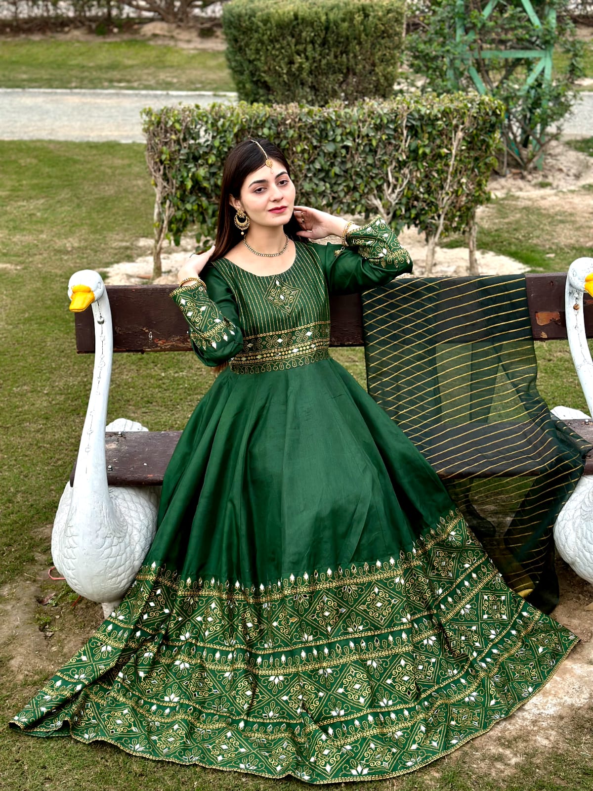 Green Gul-e-Rana Design Maxi 3pc