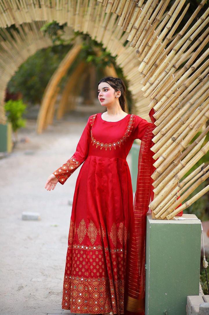 Anar Kali Design Red Maxi 3pc