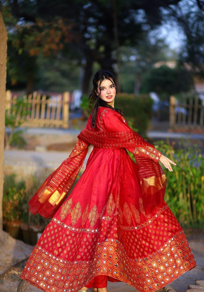 Anar Kali Design Red Maxi 3pc