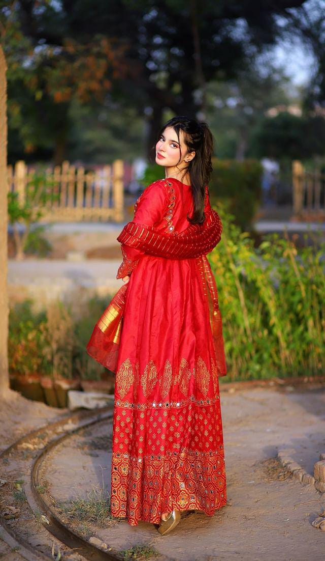 Anar Kali Design Red Maxi 3pc