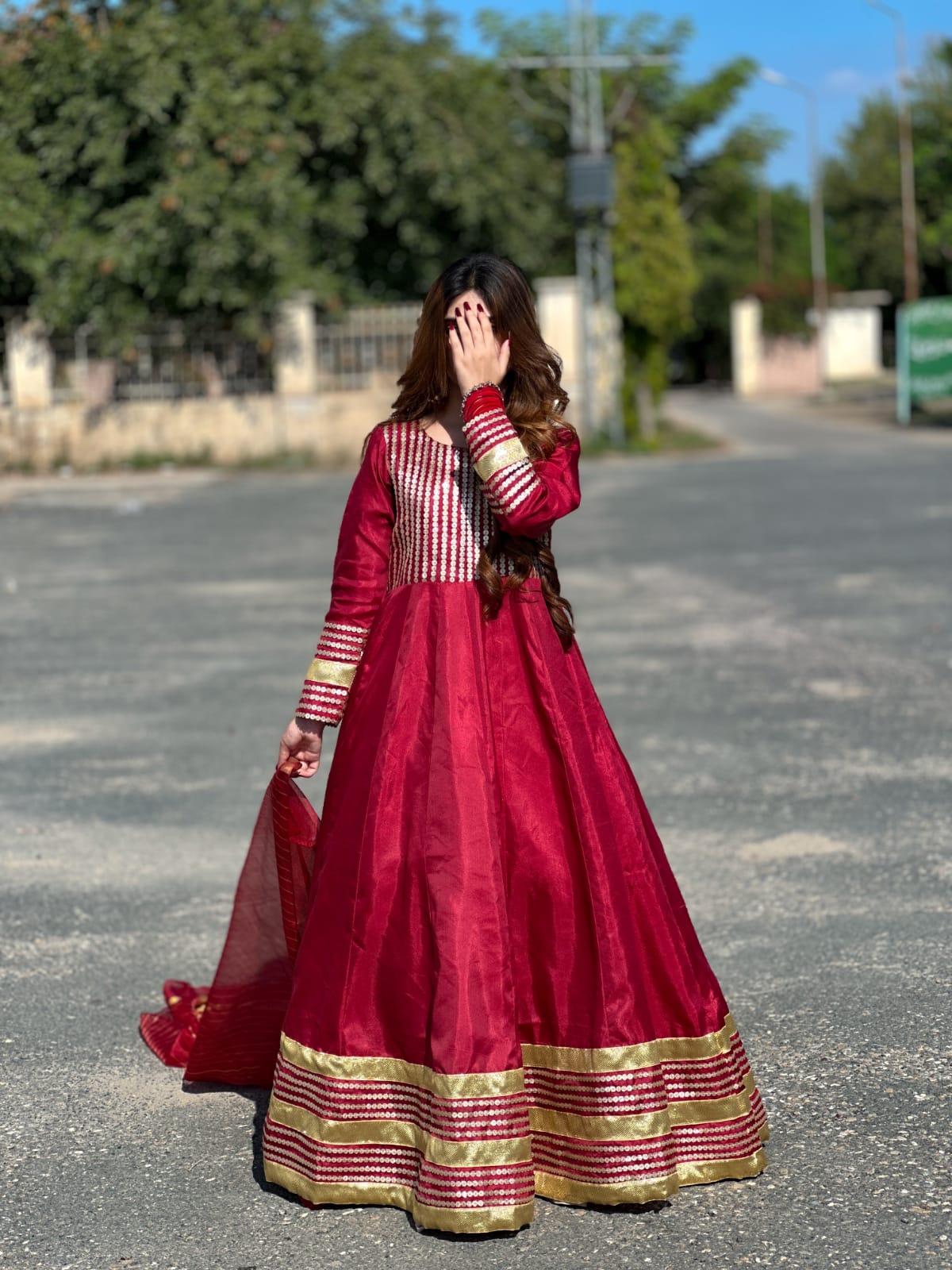 GUL NASEEM IN MAROON Maxi 3PC