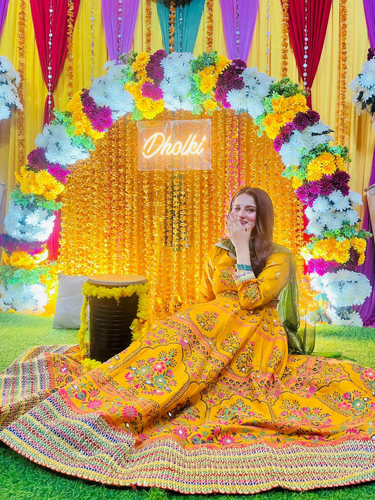 "Mustard Maah para design Maxi 3pc"