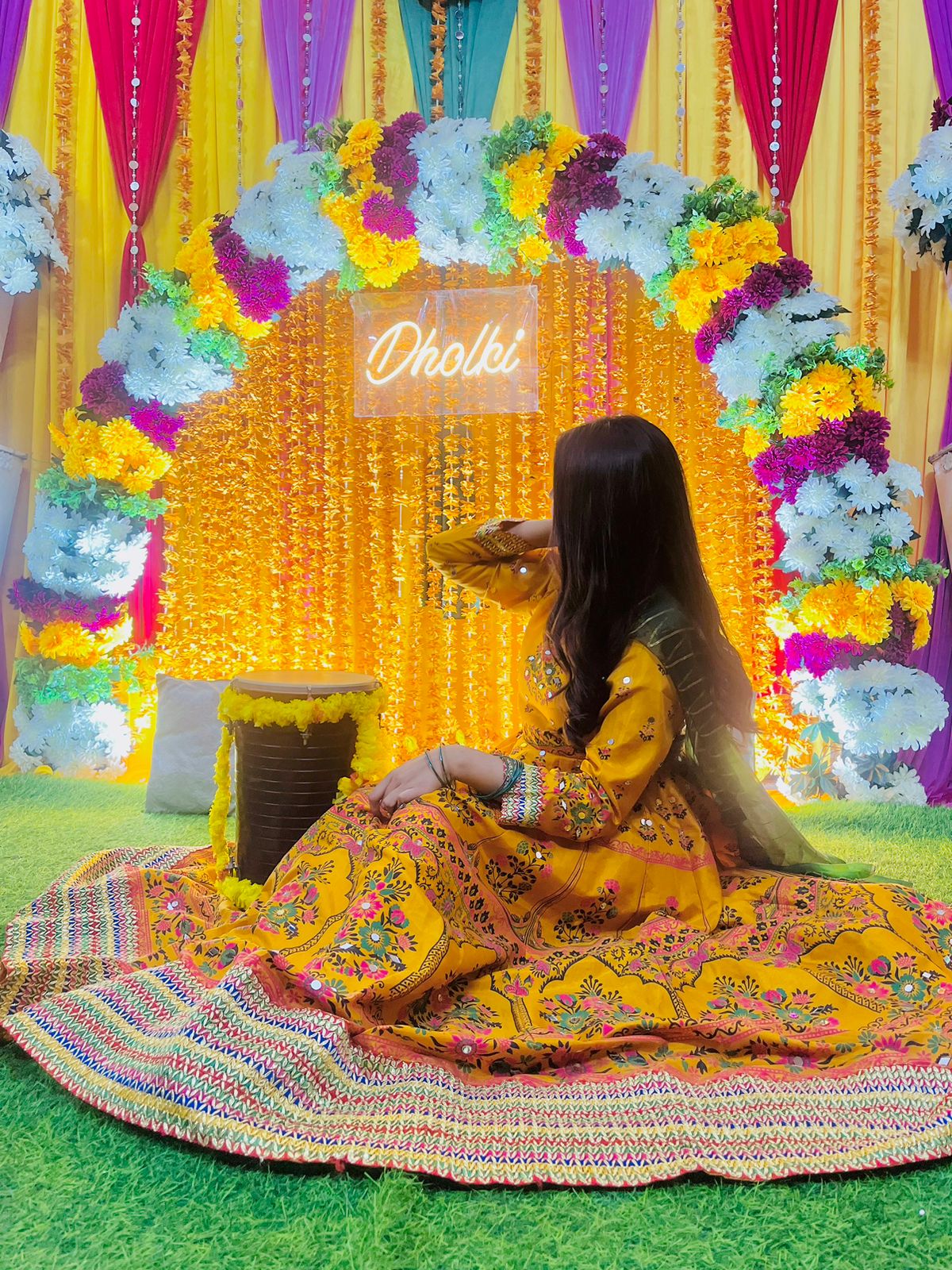 "Mustard Maah para design Maxi 3pc"