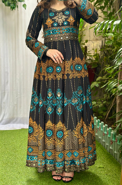 "GUL NAAZ" maxi in black