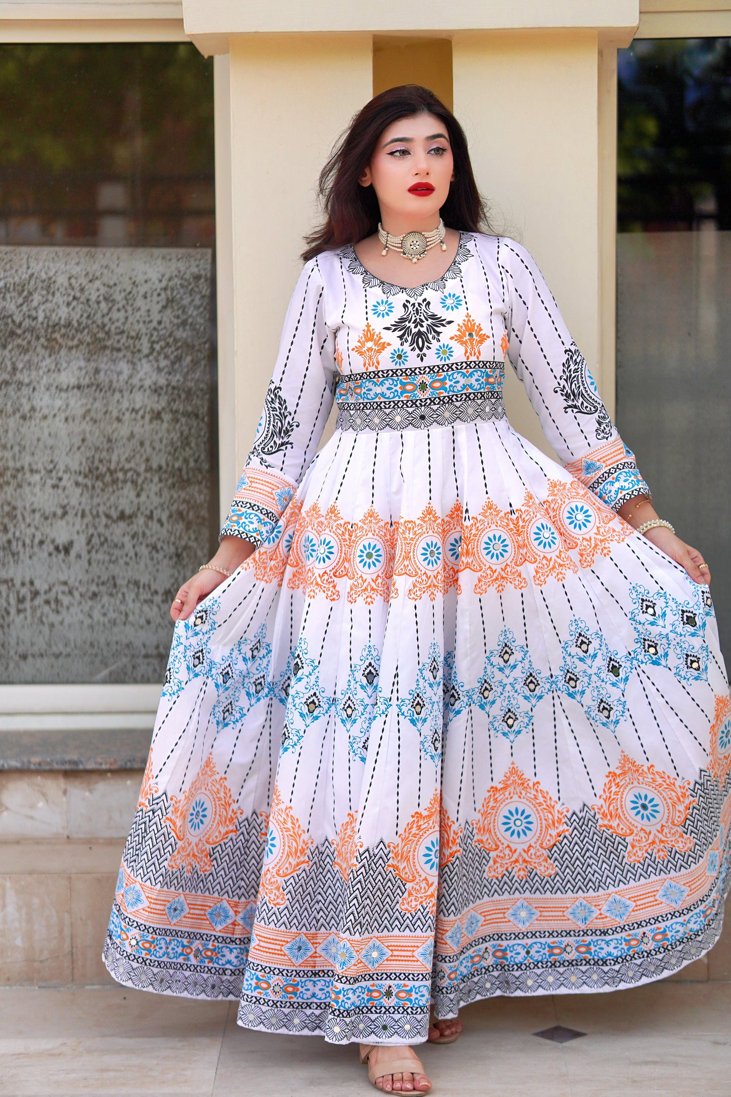 "GUL NAAZ MAXI IN WHITE"