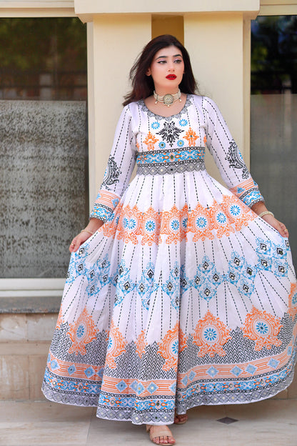 "GUL NAAZ MAXI IN WHITE"