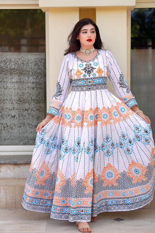 "GUL NAAZ MAXI IN WHITE"