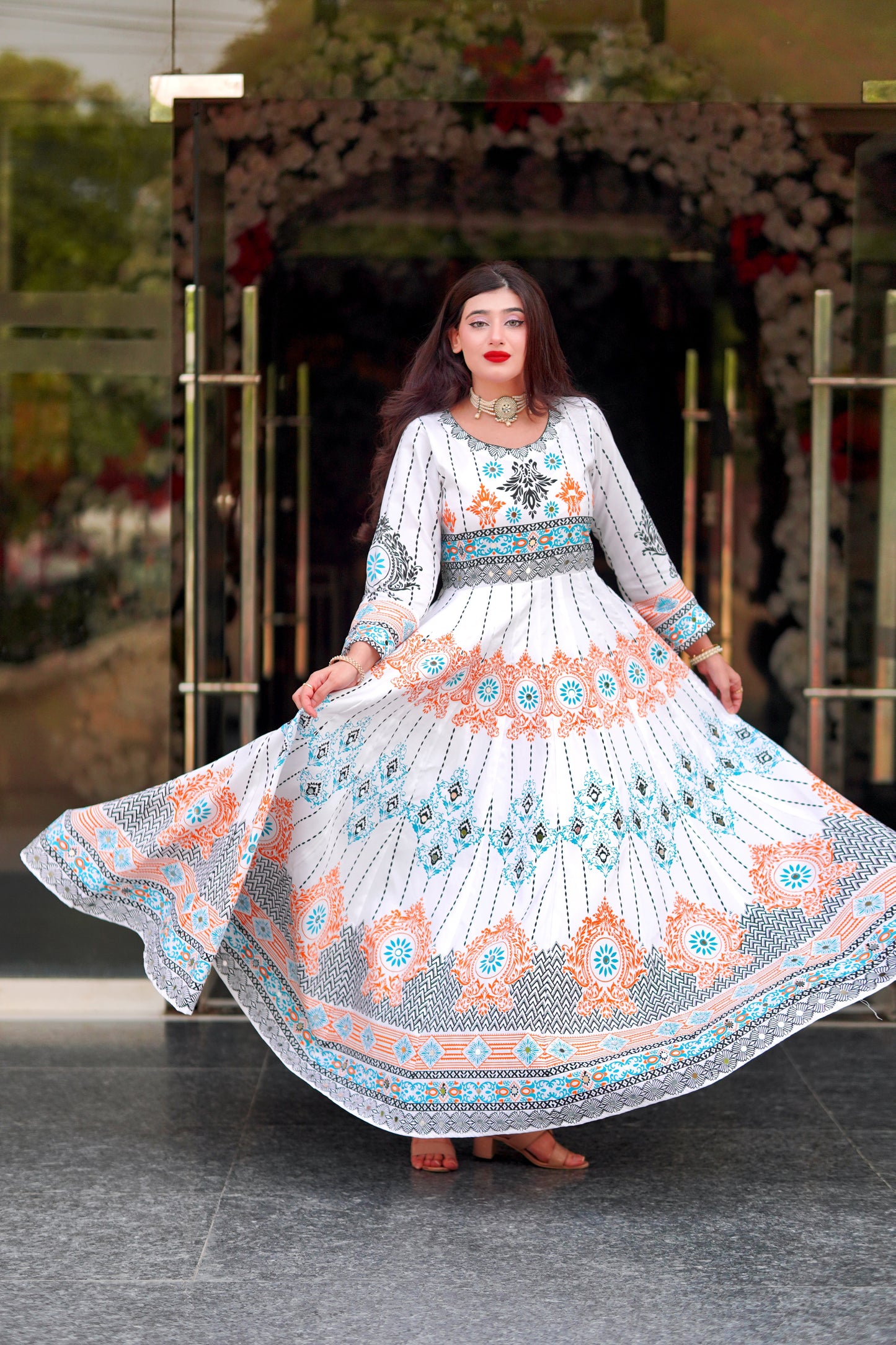 "GUL NAAZ MAXI IN WHITE"