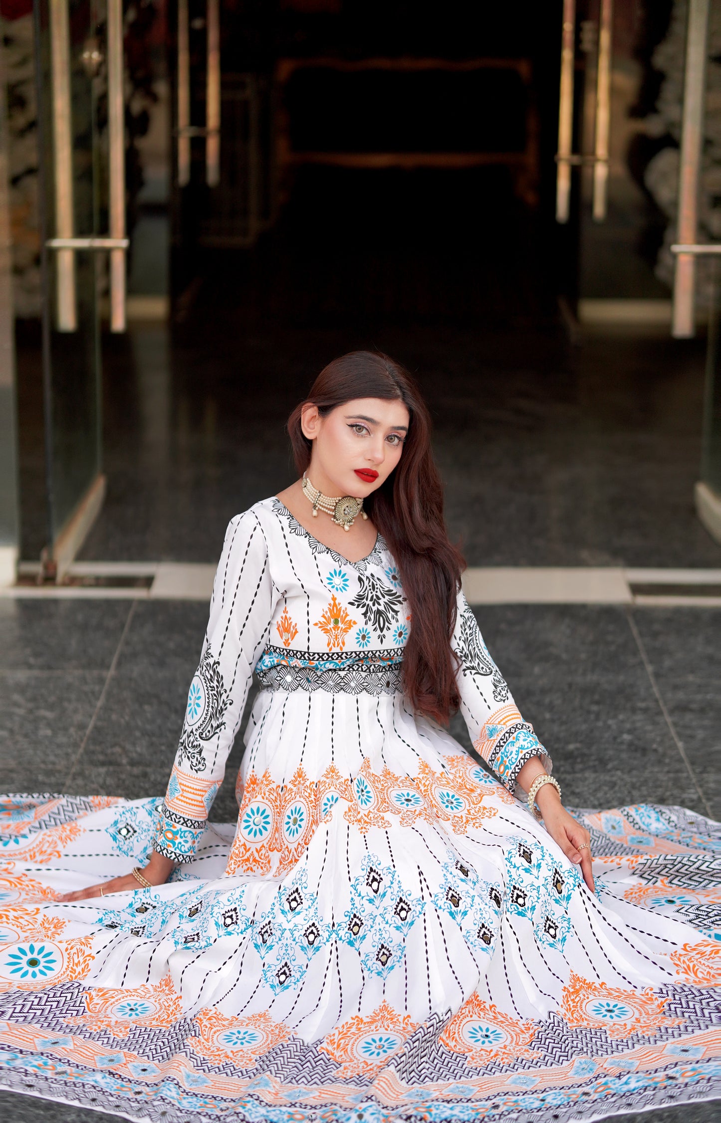 "GUL NAAZ MAXI IN WHITE"