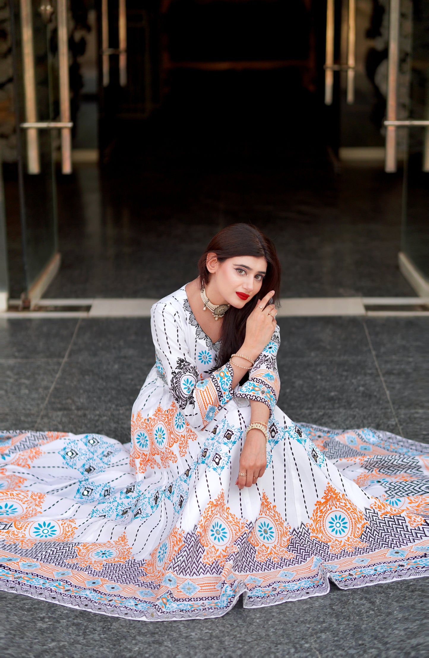 "GUL NAAZ MAXI IN WHITE"