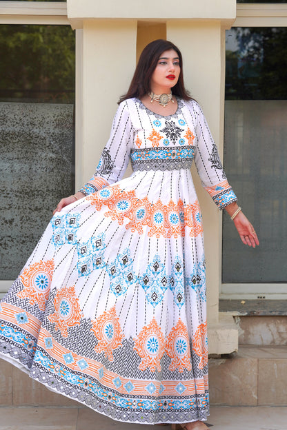 "GUL NAAZ MAXI IN WHITE"