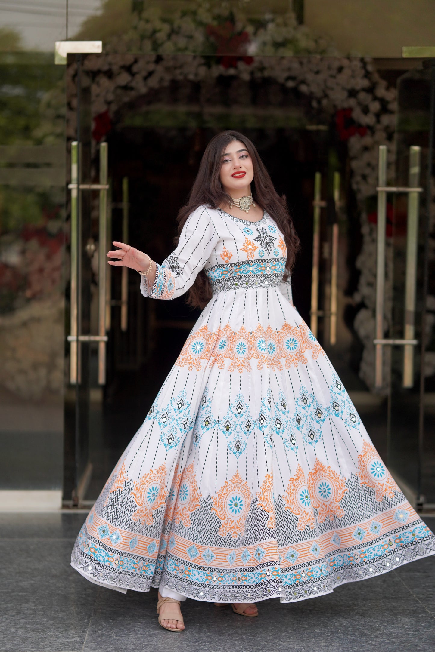 "GUL NAAZ MAXI IN WHITE"