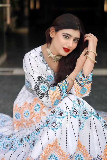 "GUL NAAZ MAXI IN WHITE"