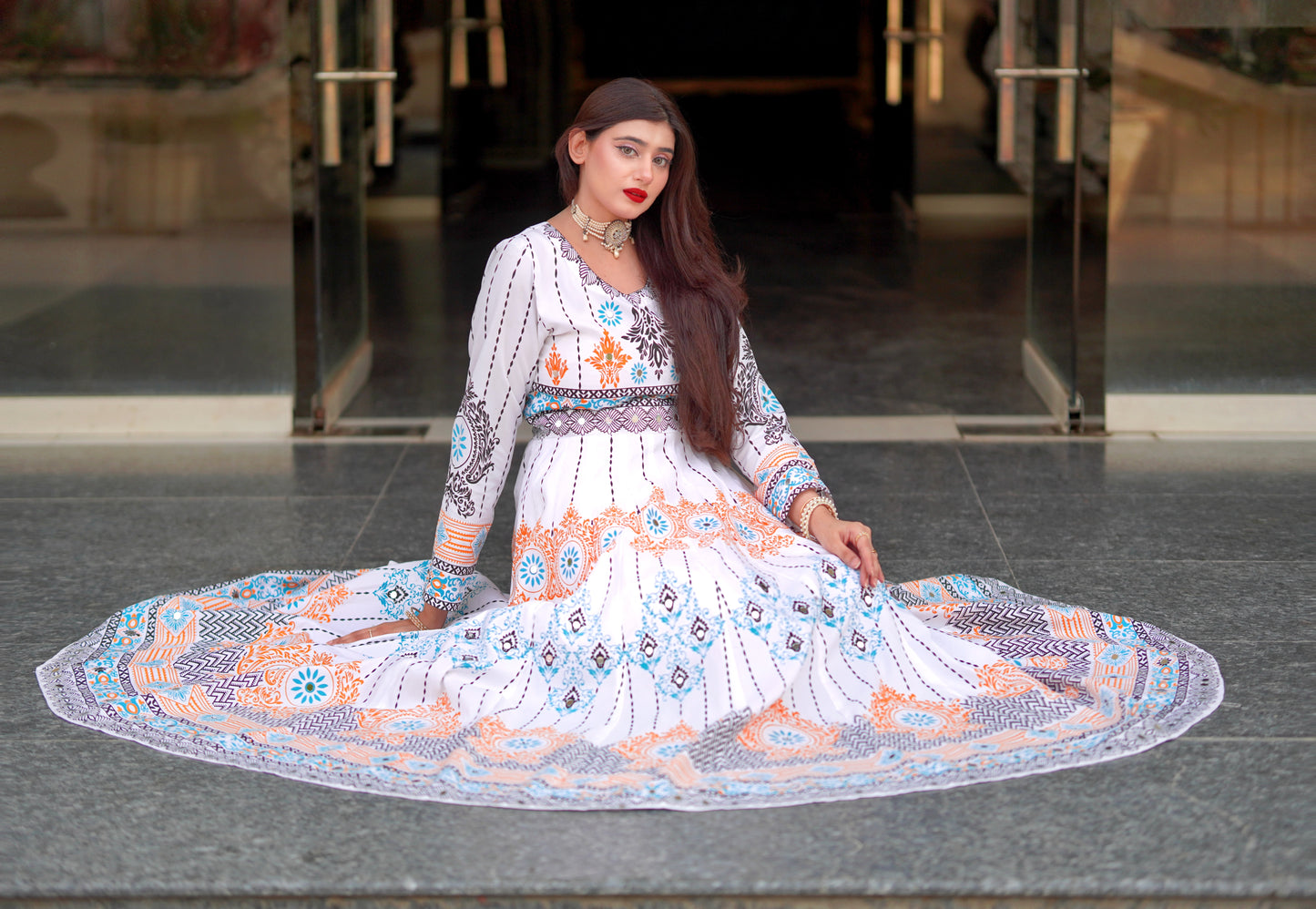 "GUL NAAZ MAXI IN WHITE"