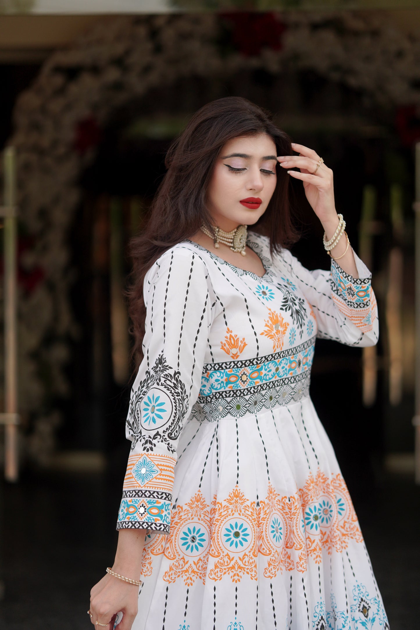 "GUL NAAZ MAXI IN WHITE"