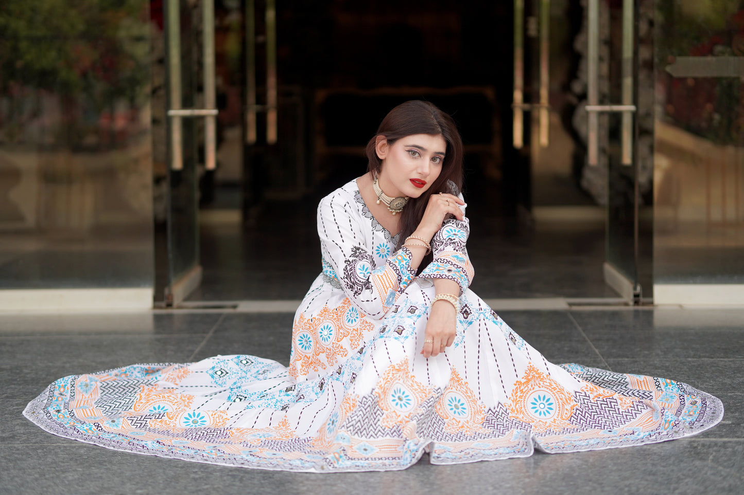 "GUL NAAZ MAXI IN WHITE"