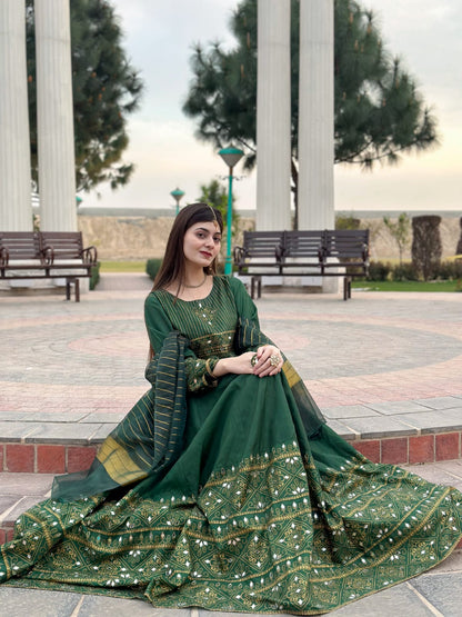 Green Gul-e-Rana Design Maxi 3pc