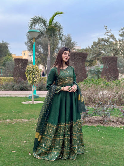 Green Gul-e-Rana Design Maxi 3pc