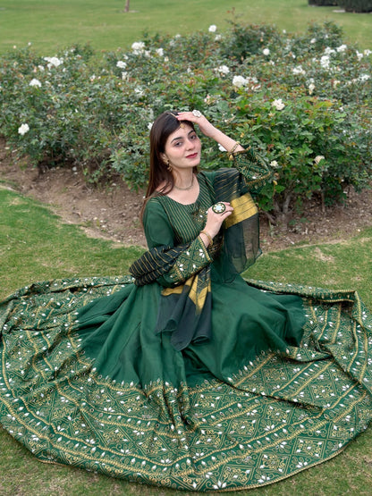 Green Gul-e-Rana Design Maxi 3pc