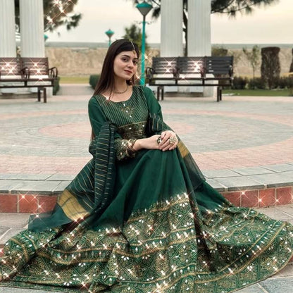 Green Gul-e-Rana Design Maxi 3pc