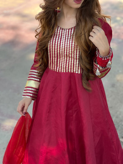 GUL NASEEM IN MAROON  Maxi 3PC
